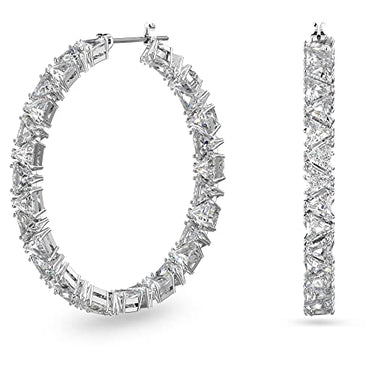 Swarovski Ortyx Hoop Earrings, Trilliant Cut, White, Rhodium-Plated on Sale